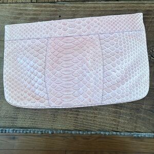 J.Crew pink alligator leather clutch. Made in Italy.